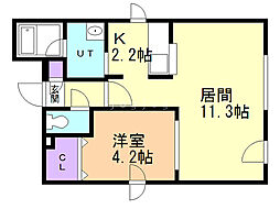 S-stage本町 1LDKの間取図画像