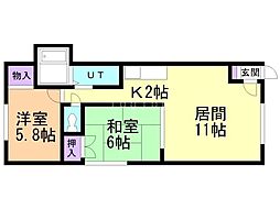 ハイビレッジ2 2LDKの間取図画像