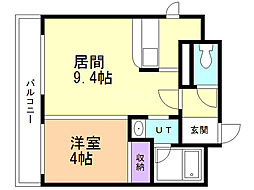 ノースファイン手稲 1LDKの間取図画像