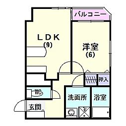 ビバリーマンション 1LDKの間取図画像