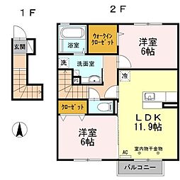 メゾンプレーヌ 2LDKの間取図画像