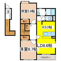 コンフォース・ジョー 2LDKの間取図画像