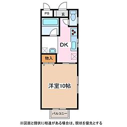 オータムハイツ 1Kの間取図画像