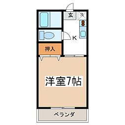 おおみなみアパート 1Kの間取図画像