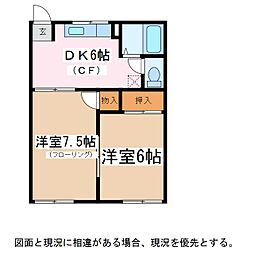F・タウンA 2DKの間取図画像