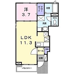 グリーンテラス大村 1LDKの間取図画像