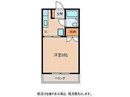 丸山コーポII 2階1Kの間取り