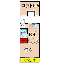 ハイツn 2階1DKの間取り