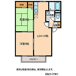 フォーレスチェリーヒルズ5番館 2階2LDKの間取り