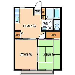 フレグランス金沢B 2Kの間取図画像