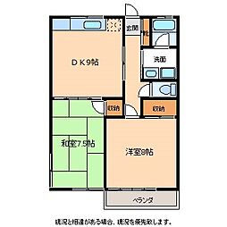 仁木ハイツ 2DKの間取図画像