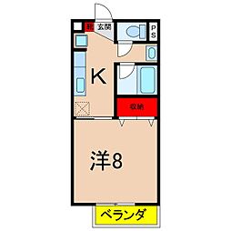 メゾン稲丘B 1Kの間取図画像