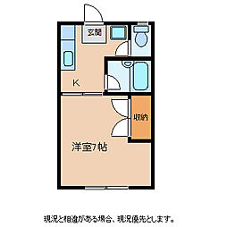 ウッドハウスB 1Kの間取図画像