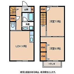 ブランシェ桐林B 2LDKの間取図画像
