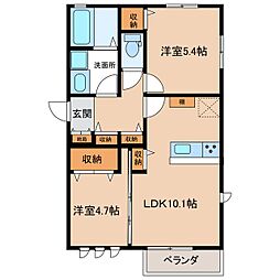 ベルフルール 2LDKの間取図画像