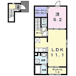 エトワール・KIII 2階1LDKの間取り