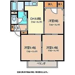 フォーレスパルK　A棟 2階3DKの間取り