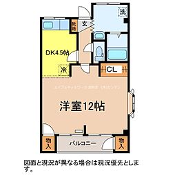 ハイツエクセルB 1DKの間取図画像