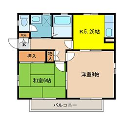 フレグランス高橋B 2Kの間取図画像