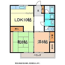 高梨コーポラス 2LDKの間取図画像