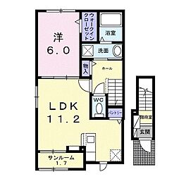 カーサ・ヴァンベールII 1LDKの間取図画像