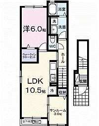 ハニー テラス 1LDKの間取図画像