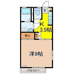 フレグランス宗石A 1Kの間取図画像