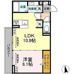 トリシア東口 1LDKの間取図画像