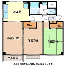 JR信越本線 長野駅 バス12分 日詰下車 徒歩5分の賃貸マンション 4階3DKの間取り