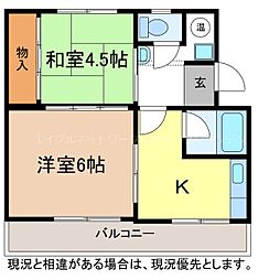 コーポ吉田 2Kの間取図画像