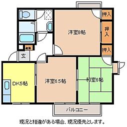 ラ・フォーレ長野C棟 2階3Kの間取り