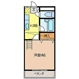 NEW-T・ヴィラ 1Kの間取図画像