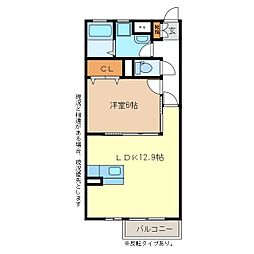 クリスタルムーンB 1LDKの間取図画像