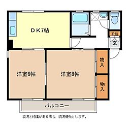 サンライト南堀 2DKの間取図画像