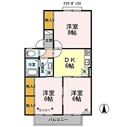 ハイツサンブライト 3DKの間取図画像