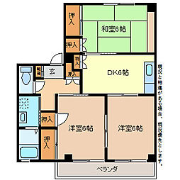 メゾン・山崎B 3DKの間取図画像