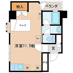 グランディオーゼナガノ ワンルームの間取図画像