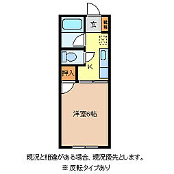 コーポ中越 1Kの間取図画像