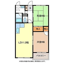 エクセルハウス壱番館 2LDKの間取図画像