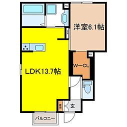 セジュール・万年青 1LDKの間取図画像