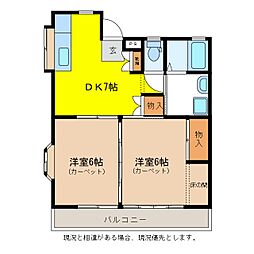 コーポいなづみ 2DKの間取図画像