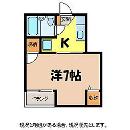 サン・シティ伊那B 3階1Kの間取り
