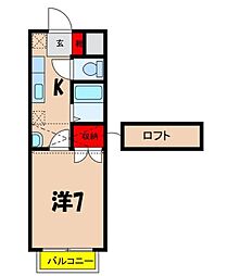 ヴェルートラルヂュI 2階1Kの間取り