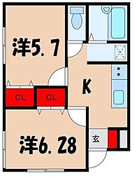 グリーンマーク1 2Kの間取図画像