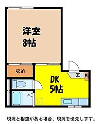 伊北青山ハイツ 2階1DKの間取り
