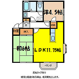 コーポ大北 1階2LDKの間取り