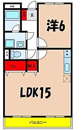 リンピアコーポウエスト 1LDKの間取図画像
