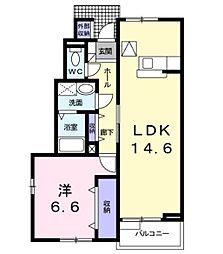 エストシャトーA 1LDKの間取図画像