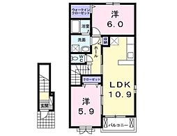 シャルモンテA 2LDKの間取図画像