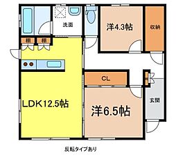 ナトゥーア西春近3 2LDKの間取図画像